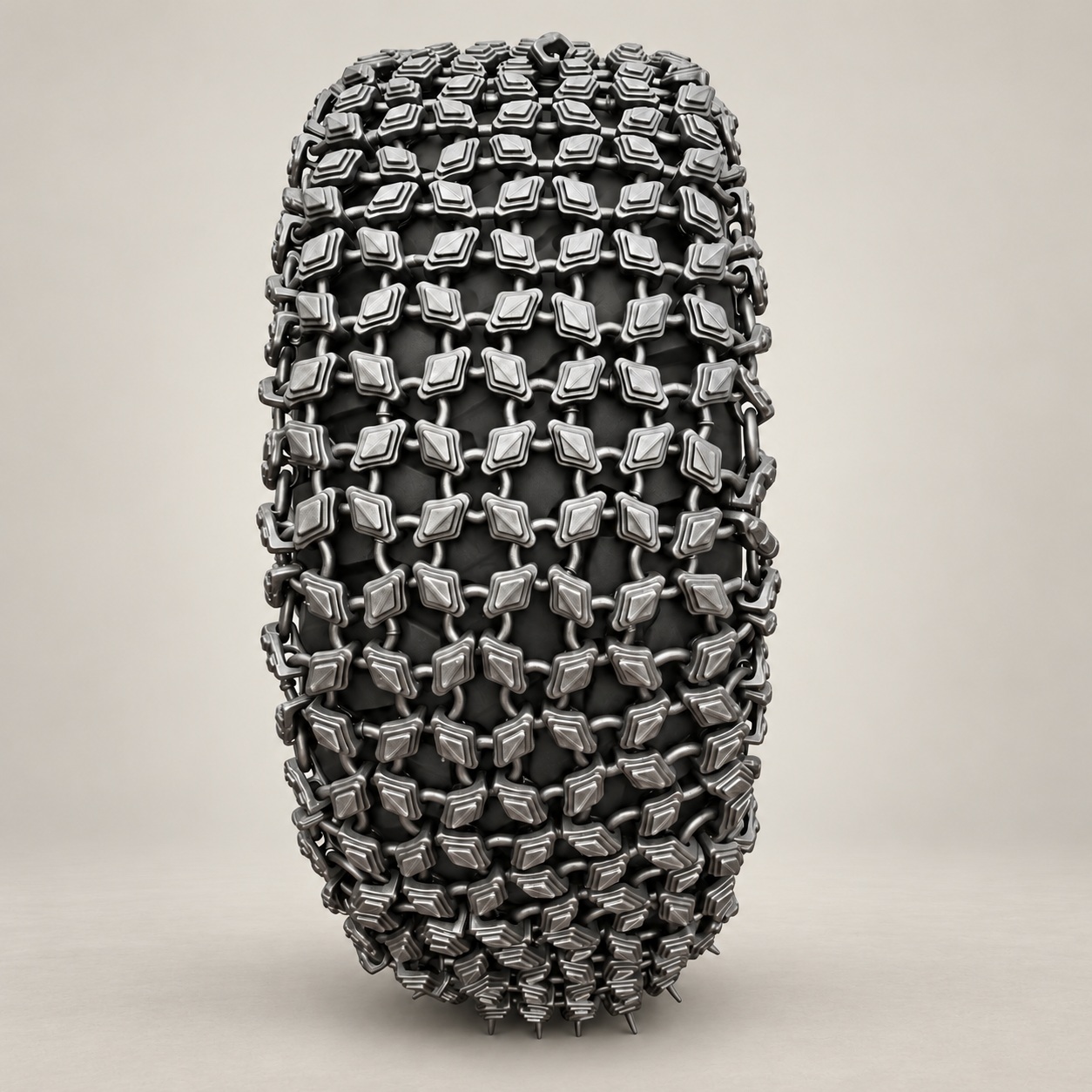 Dense Square-Pad illustrative tyre protection chain structure