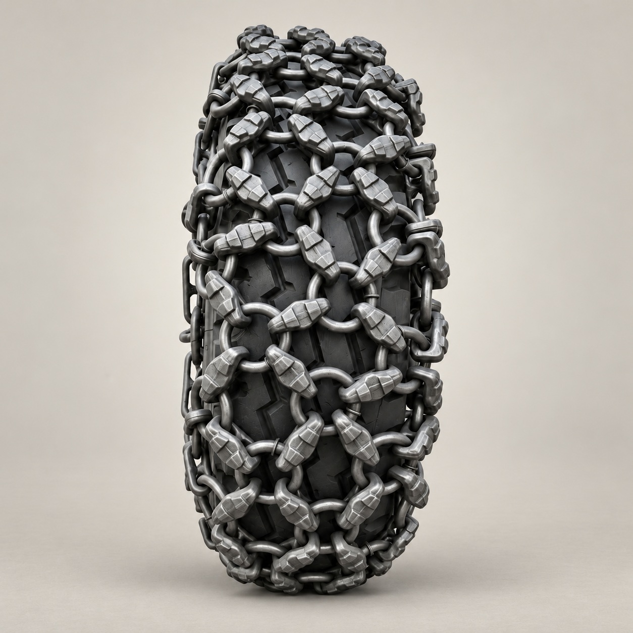 Open-Mesh illustrative tyre protection chain structure